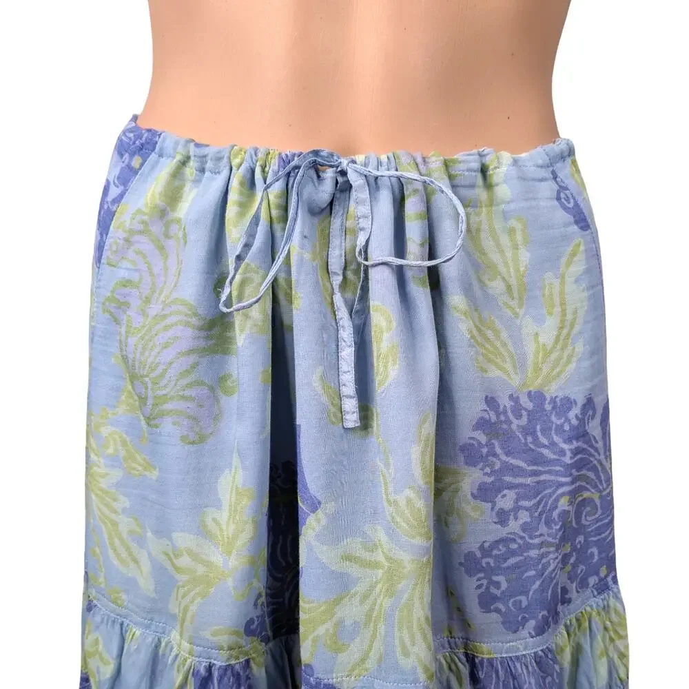 Vintage Y2K Anthropologie Fei Butterfly Floral Ruffle Skirt M Pastel Cottagecore